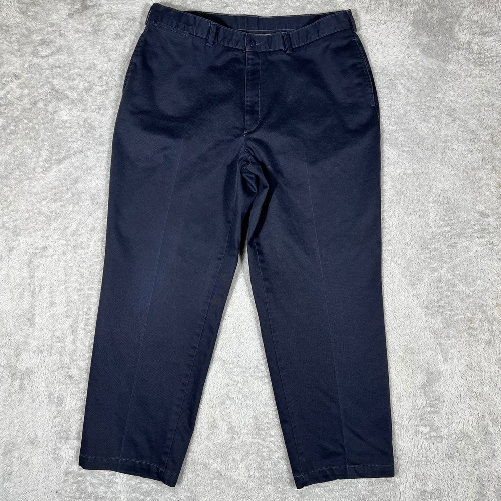 Savane Deep Dye Mens Navy Blue Chino Pants Flat Front Trousers 73L022